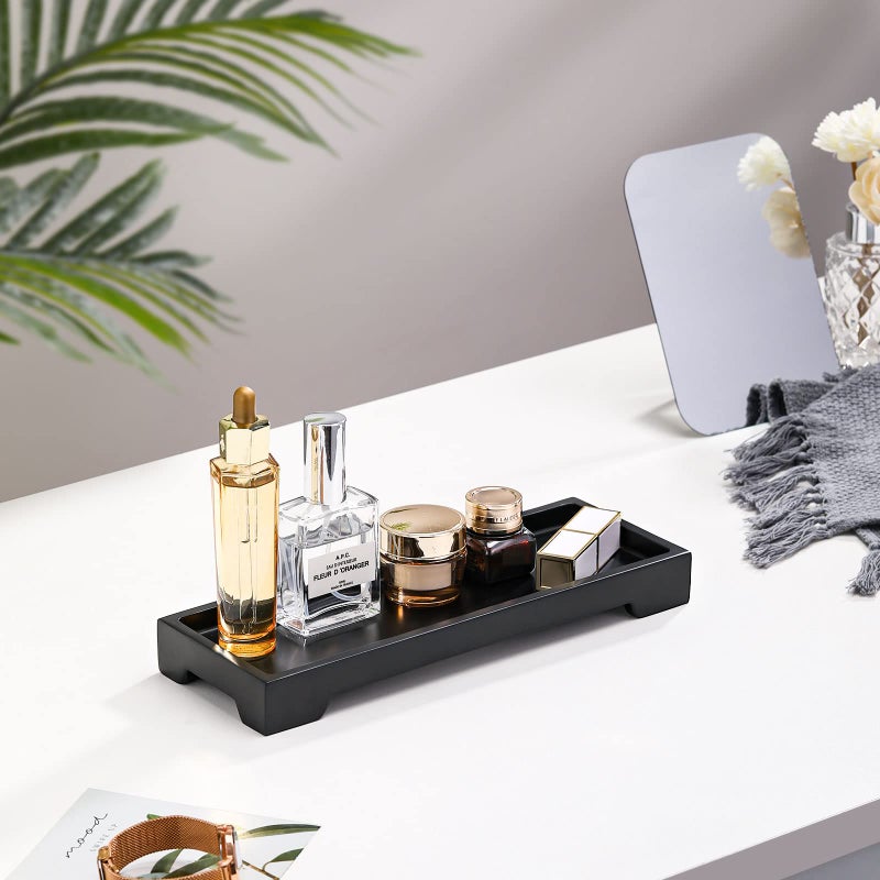 Luxspire Bathroom Vanity Tray  Resin Black Bathroom Tray Toilet Tank Tray  11.2x4.1 inch Kitchen Sink Trays  Countertop Organizer for Candles Soap Towel Perfume Holder Jewelry Dish  Small  Matte Black - Image 3